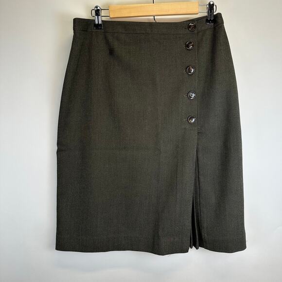 Banana Republic Hunter Green Pleated Button Pencil Skirt Womens Size 10 Office - Picture 10 of 15